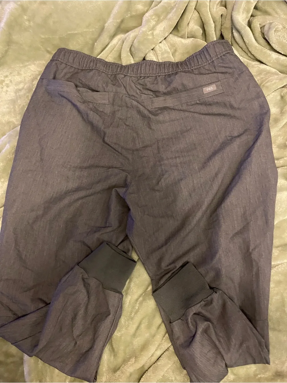 Figs Men's Gray Jogger Pants with Green Drawstring